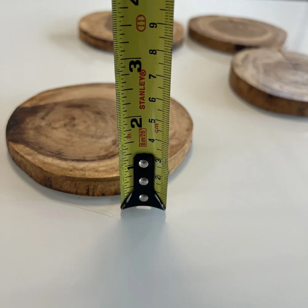 Wood Coasters Set 4 Natural Handmade - Picture 9 of 9